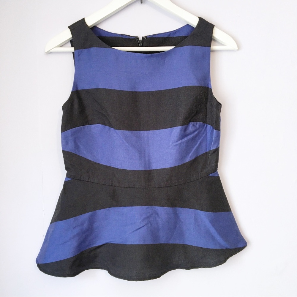 🦋BANANA REPUBLIC Striped Peplum Top 00 0 2 Petite